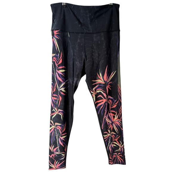 Onzie x Peloton Black Palm Print Leggings Large Cycling Gym Train Work‎ Out - Picture 2 of 7